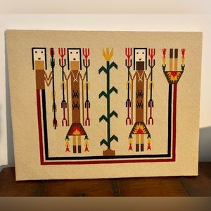 Vintage Native American Yei Needle Point Wall Art